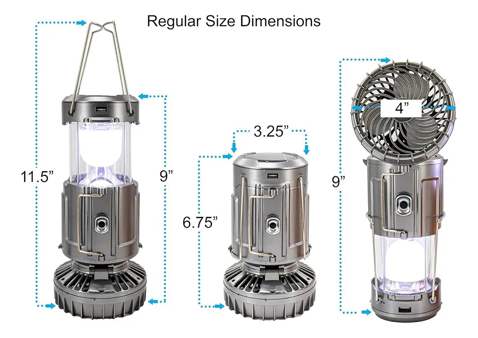 Lampião Lanterna Led Com Ventilador Usb e Energia Solar