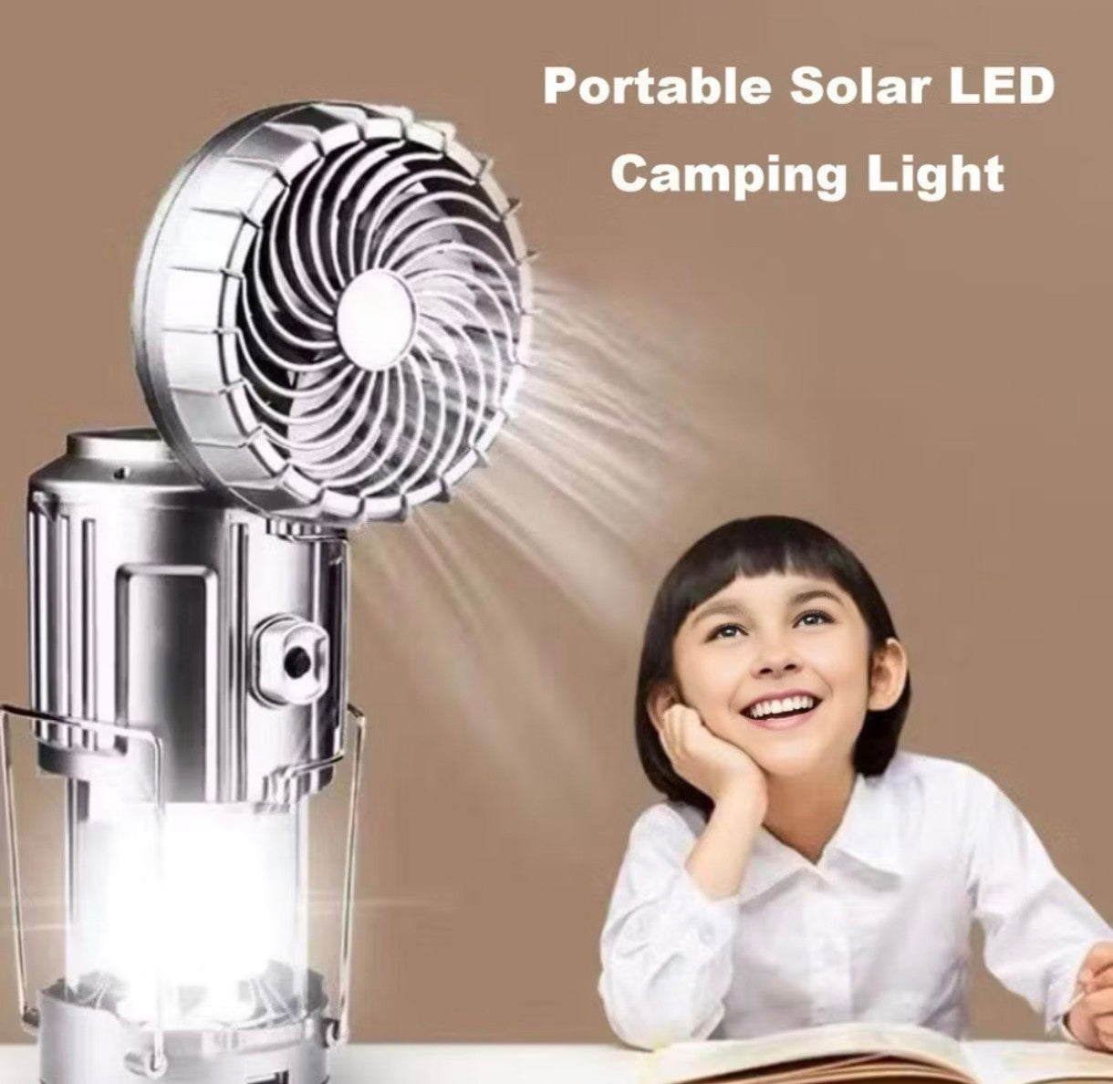 Lampião Lanterna Led Com Ventilador Usb e Energia Solar