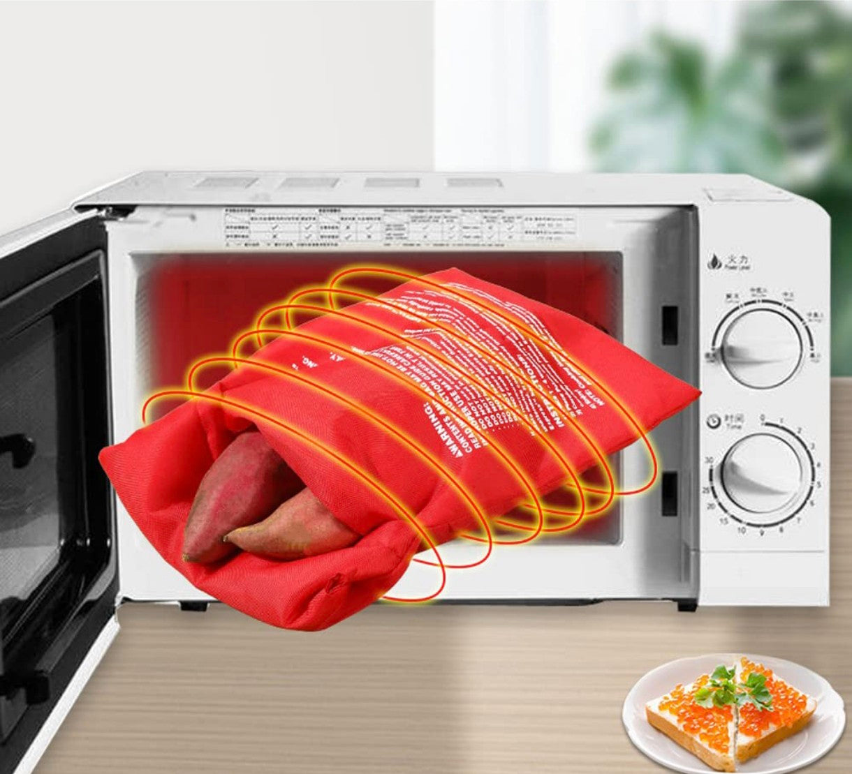 Saco Bolsa Assar Batatas e Legumes no Microondas Reutilizável