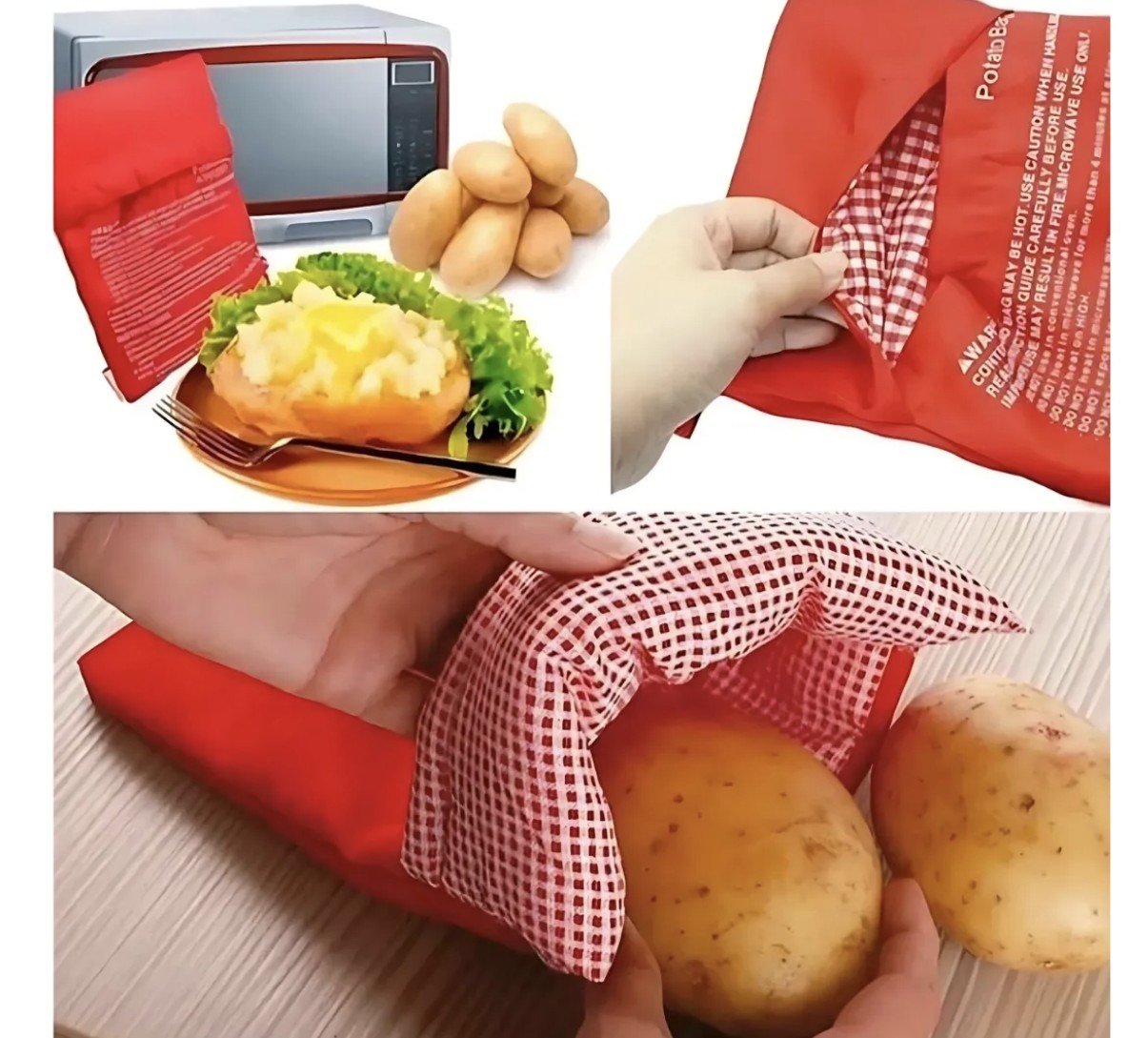Saco Bolsa Assar Batatas e Legumes no Microondas Reutilizável