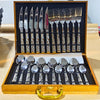 Jogo Faqueiro de Luxo 24 Peças Inox Com Dourado