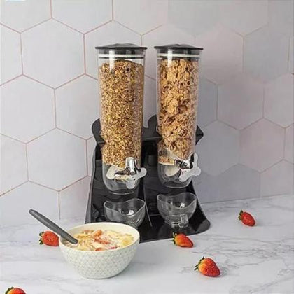 Dispenser Duplo de Cereais Em Acrílico 3 Litros: Organize Seus Grãos Com Estilo.