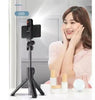 Bastão Pau de Selfie Tripé Retrátil Com Luz Led Controle Bluetooth Celular