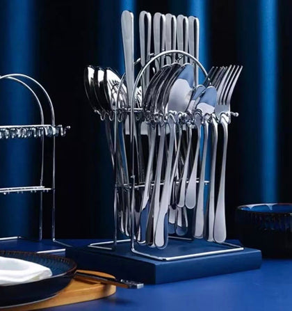Talheres de Aço Inox 24 Peças Prata Garfo