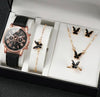 Relógio Quartz Feminino Kit 3 Pulseiras Couro Sintético. Cor preto