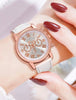 Relógio Quartz Feminino Kit 3 Pulseiras Couro Sintético. Cor Branco