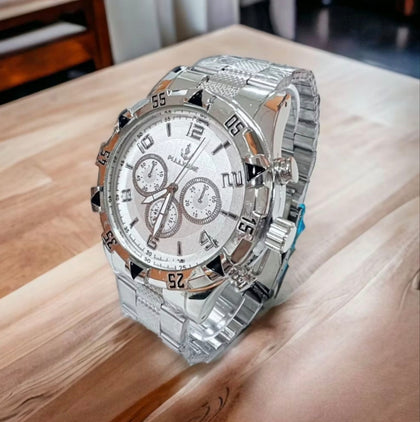 Conjunto Relógios Masculino Luxo Prata. Kit Relógio Masculino Analógico Dourado. Acompanha Pulseira Em Aço e Silicone