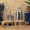 Kit Completo Coqueteleira Profissional 550ml Com 12 Peças Aço Inox e Suporte Premium