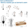 Kit Completo Coqueteleira Profissional 550ml Com 12 Peças Aço Inox e Suporte Premium