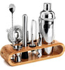 Kit Completo Coqueteleira Profissional 550ml Com 12 Peças Aço Inox e Suporte Premium