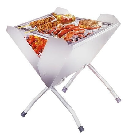 Churrasqueira Portátil Dobrável em Aço Inox Premium