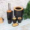 Conjunto Para Banheiro Bambu 6 Peças Completo. Preto