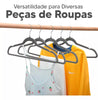 Kit 10 Cabides de Veludo Slim Ultrafinos Antideslizantes - Cinza