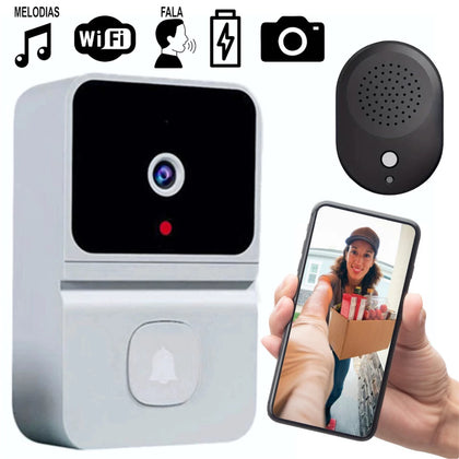 Campainha Sem Fio Com Câmera Wifi Smart T23 Interfone Áudio e Vídeo Porteiro Digital