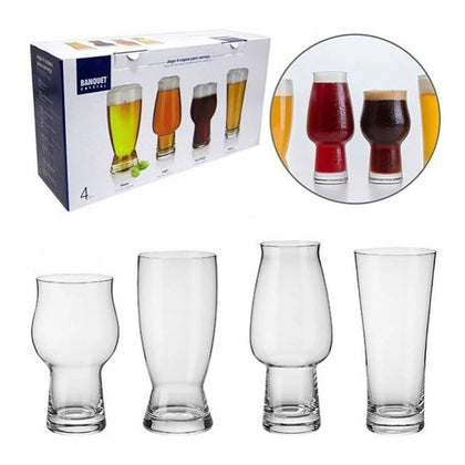 Conjunto 4 Copos Cristal Bohemia Cerveja Banquet Cristal