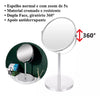 Espelho Para Maquiagem de Mesa Dupla Face 5x Aumento Cromado.