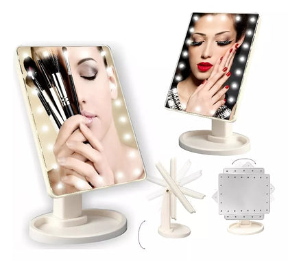 Espelho de Mesa16 Leds Touch Screen Maquiagem Profissional Articulado Regulavél Decorativo Portátil