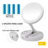 Espelho Dobrável de Maquiagem Com Iluminação Led e Zoom 10x