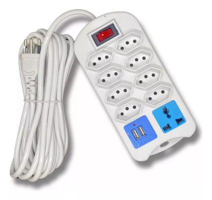 Extensão Elétrica 8 Tomadas Bivolt + usb Qualidade Premium 2metros.