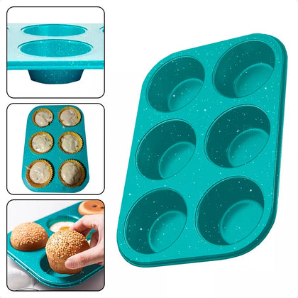 Kit 2 Assadeira Para Cupcake Com Forminhas de Silicone 6 furos  – Conjunto Colorido e Prático