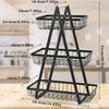 Fruteira de Mesa Arame Em Metal 3 Andares 52cm Cor Preto