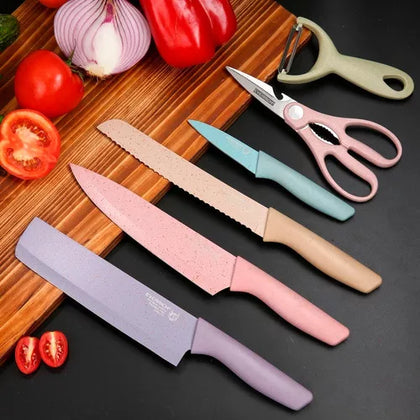 Conjunto de Facas de Cozinha Coloridas - 6 Peças
