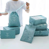 Kit Organizador Mala Viagem Bolsa 7 Peças Impermeável Necessaire. Azul claro / bege.