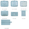 Kit Organizador Mala Viagem Bolsa 7 Peças Impermeável Necessaire. Azul claro / bege.