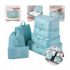 Kit Organizador Mala Viagem Bolsa 7 Peças Impermeável Necessaire. Azul claro / bege.