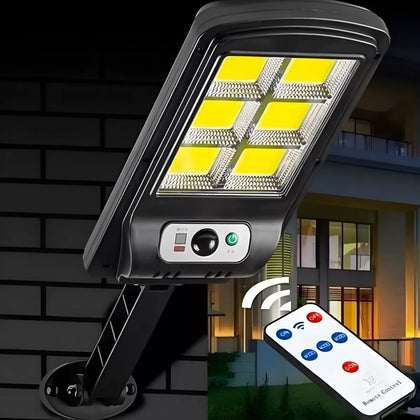 Luminária LED Solar 6 LEDs com Controle Remoto e Sensor de Movimento.