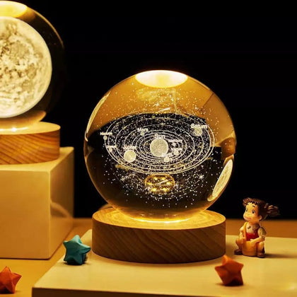 Luminária de Mesa Decorativa - Bola de Cristal 3d Com Efeito Estiloso e Iluminação Suave