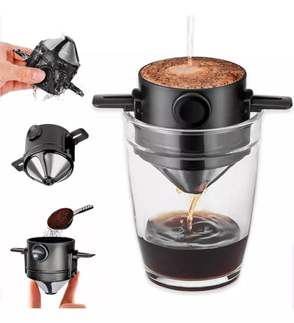 Coador de Café de Inox Individual Portátil Mini Cafeteira.
