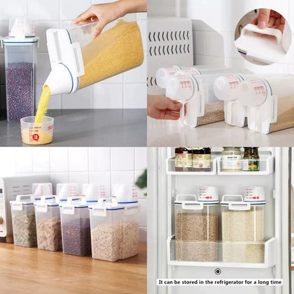 Potes Herméticos 2l Medidor Arroz, Cereal, Feijão, Ração e produtos de lavanderia.
