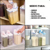 Potes Herméticos 2l Medidor Arroz, Cereal, Feijão, Ração e produtos de lavanderia.