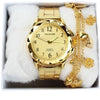 Relógio Feminino Dourado  Cor   Ouro  Original Resistente a Água + Pulseira