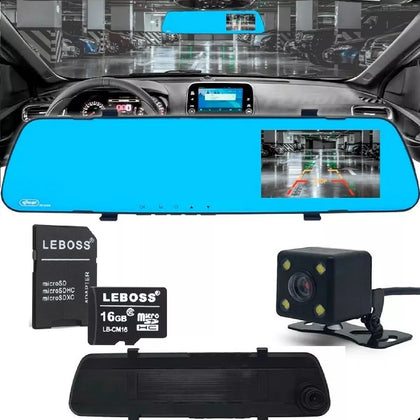 Câmera De Ré + Frontal C/ Gravação + Espelho Retrovisor.