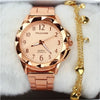 Relógio Feminino Dourado  Cor  Rose Original Resistente a Água + Pulseira