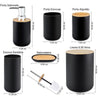 Conjunto Para Banheiro Bambu 6 Peças Completo. Preto