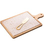 Jogo de Tabua 29x17x1,5cm 3 Peças Para Queijo Com Bandeja de Bambu e Faca Dourada e Tabua Terrazo - Lyor
