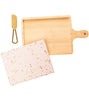 Jogo de Tabua 29x17x1,5cm 3 Peças Para Queijo Com Bandeja de Bambu e Faca Dourada e Tabua Terrazo - Lyor